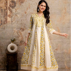 Hand Block Printed Pure Cotton Kurta with Trousers & Dupatta Set