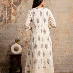 Hand Block Printed Pure Cotton Kurta with Trousers & Dupatta Set
