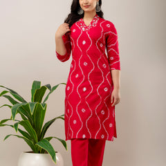 Women Embroidered Rayon Kurta & Pant Set