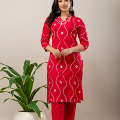 Women Embroidered Rayon Kurta & Pant Set