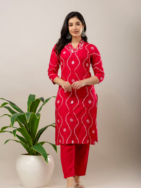 Women Embroidered Rayon Kurta & Pant Set