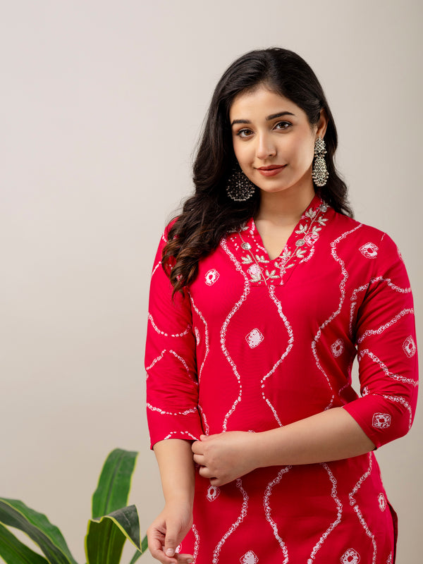 Women Embroidered Rayon Kurta & Pant Set
