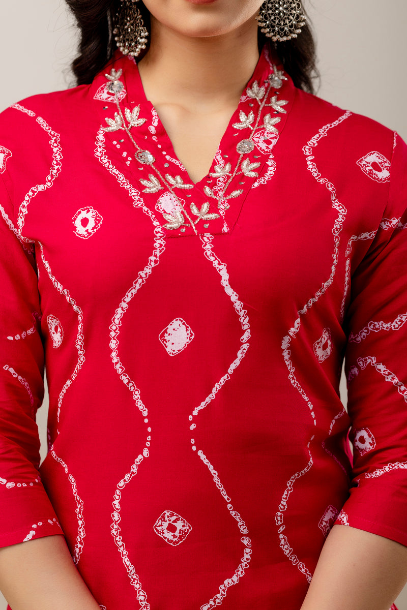 Women Embroidered Rayon Kurta & Pant Set