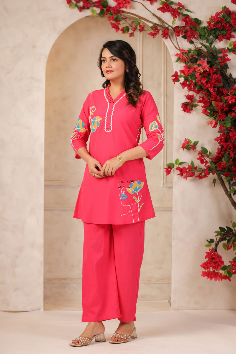 Women's Floral Printed Straight Co-ord Set
