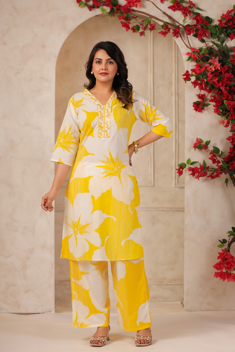Women's Floral Printed Straight Co-ord Set