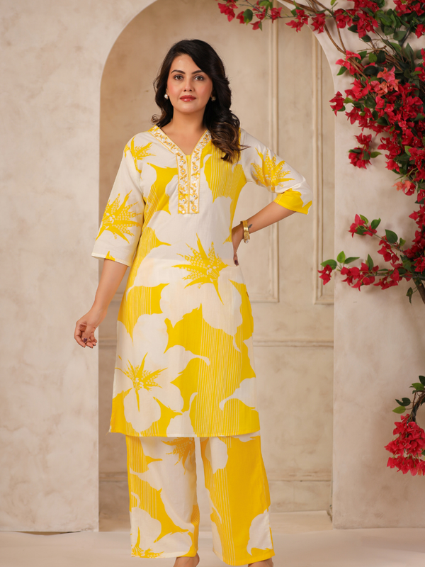 Women's Floral Printed Straight Co-ord Set