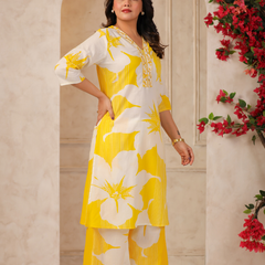 Women's Floral Printed Straight Co-ord Set