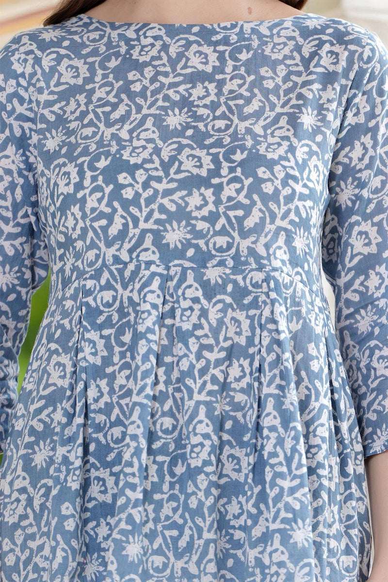 Casual Regular Sleeves Printed Women's Top - Grey & White - Bairaj