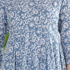 Casual Regular Sleeves Printed Women's Top - Grey & White - Bairaj