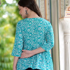 Floral Printed Pure Cotton Peplum Top