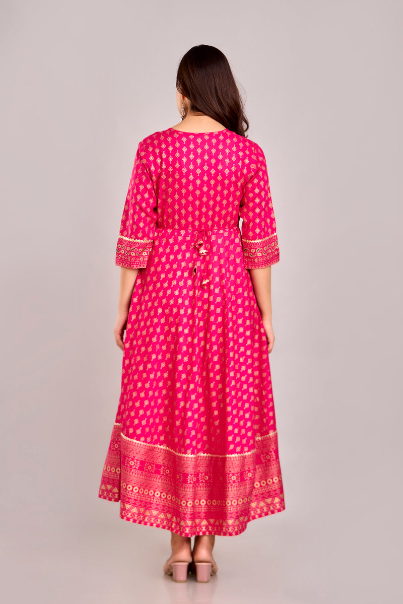 Women Printed  Rayon Anarkali Kurta