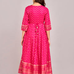 Women Printed  Rayon Anarkali Kurta