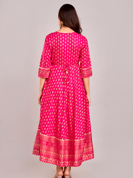 Women Printed  Rayon Anarkali Kurta