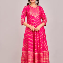 Women Printed  Rayon Anarkali Kurta