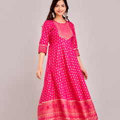 Women Printed  Rayon Anarkali Kurta