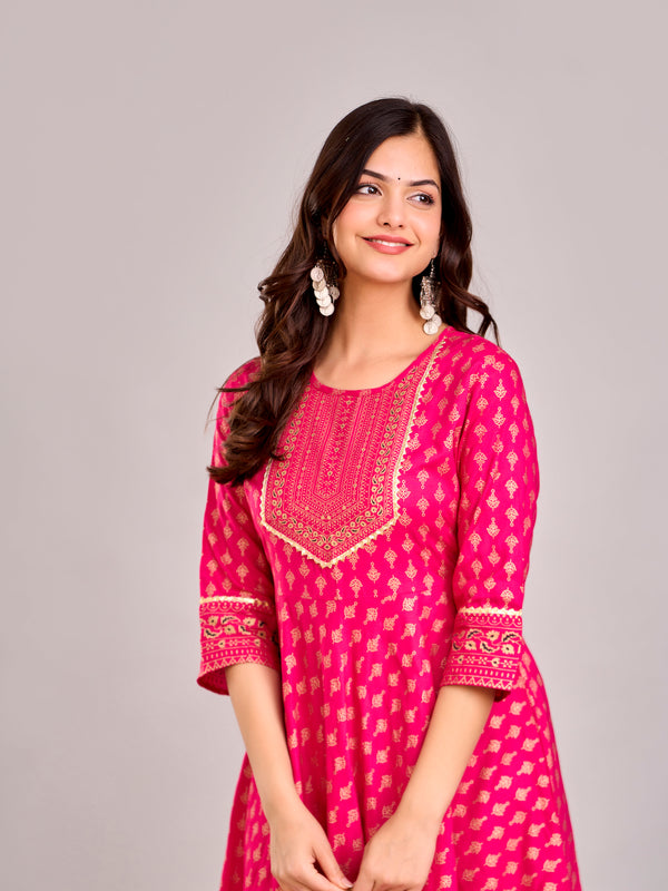 Women Printed  Rayon Anarkali Kurta