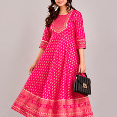 Women Printed  Rayon Anarkali Kurta
