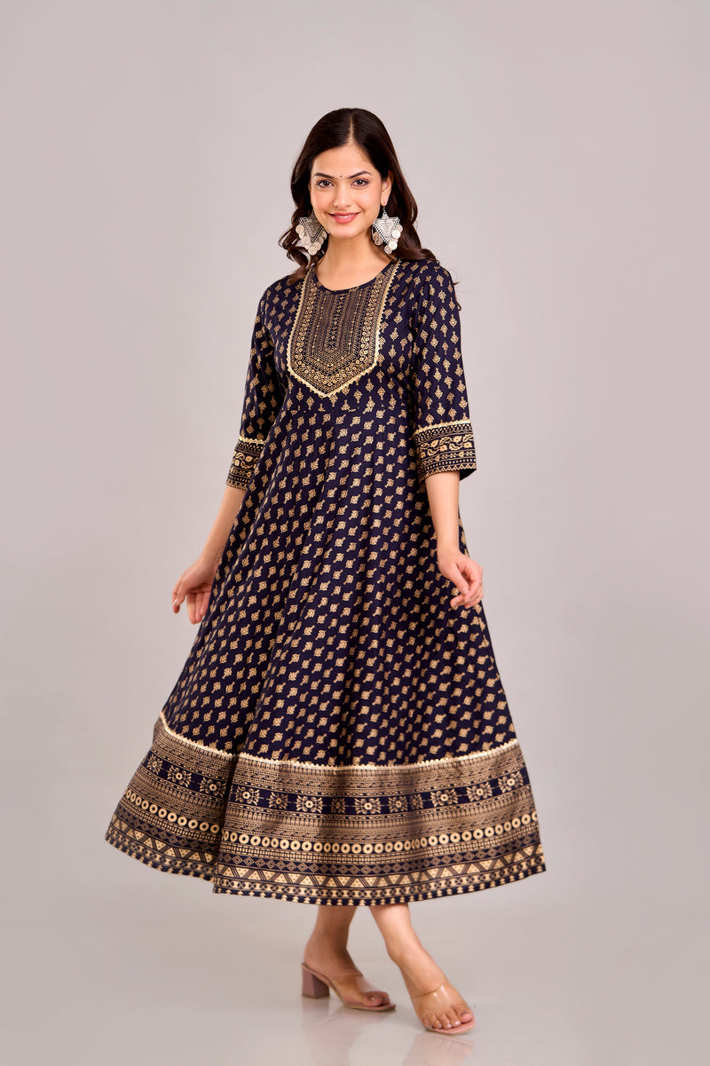 Women Printed  Rayon Anarkali Kurta