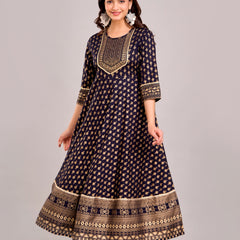 Women Printed  Rayon Anarkali Kurta