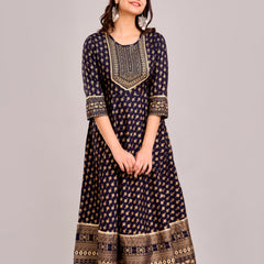 Women Printed  Rayon Anarkali Kurta