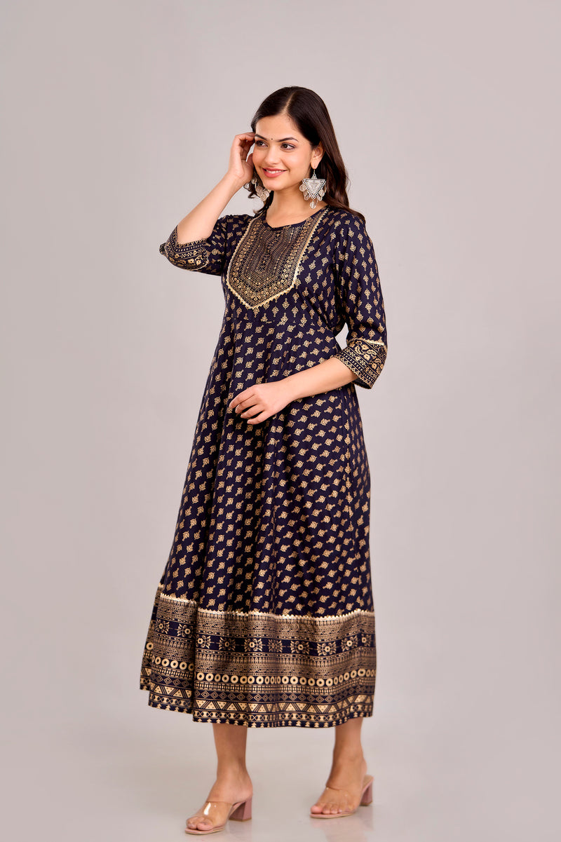 Women Printed  Rayon Anarkali Kurta