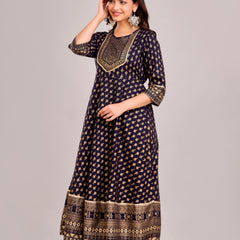 Women Printed  Rayon Anarkali Kurta