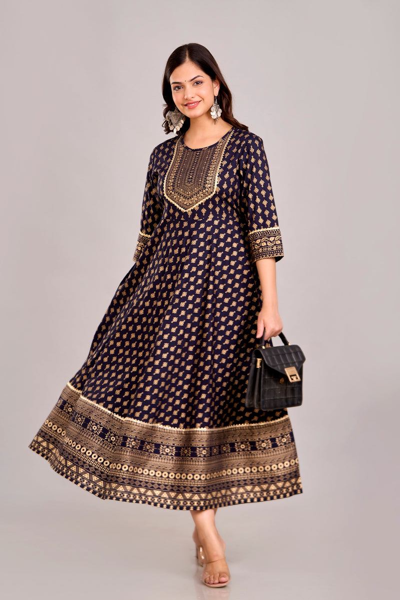 Women Printed  Rayon Anarkali Kurta