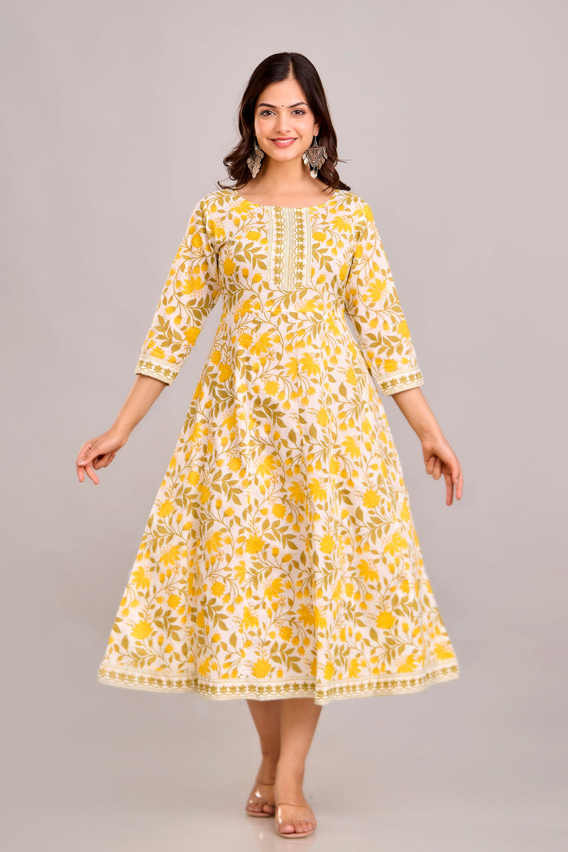 Floral Printed Anarkali Kurta