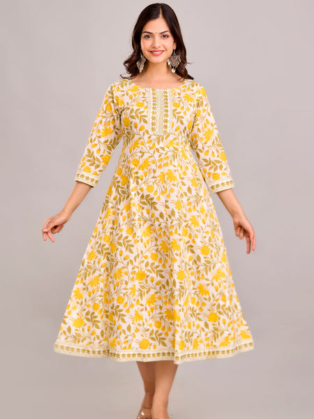 Floral Printed Anarkali Kurta