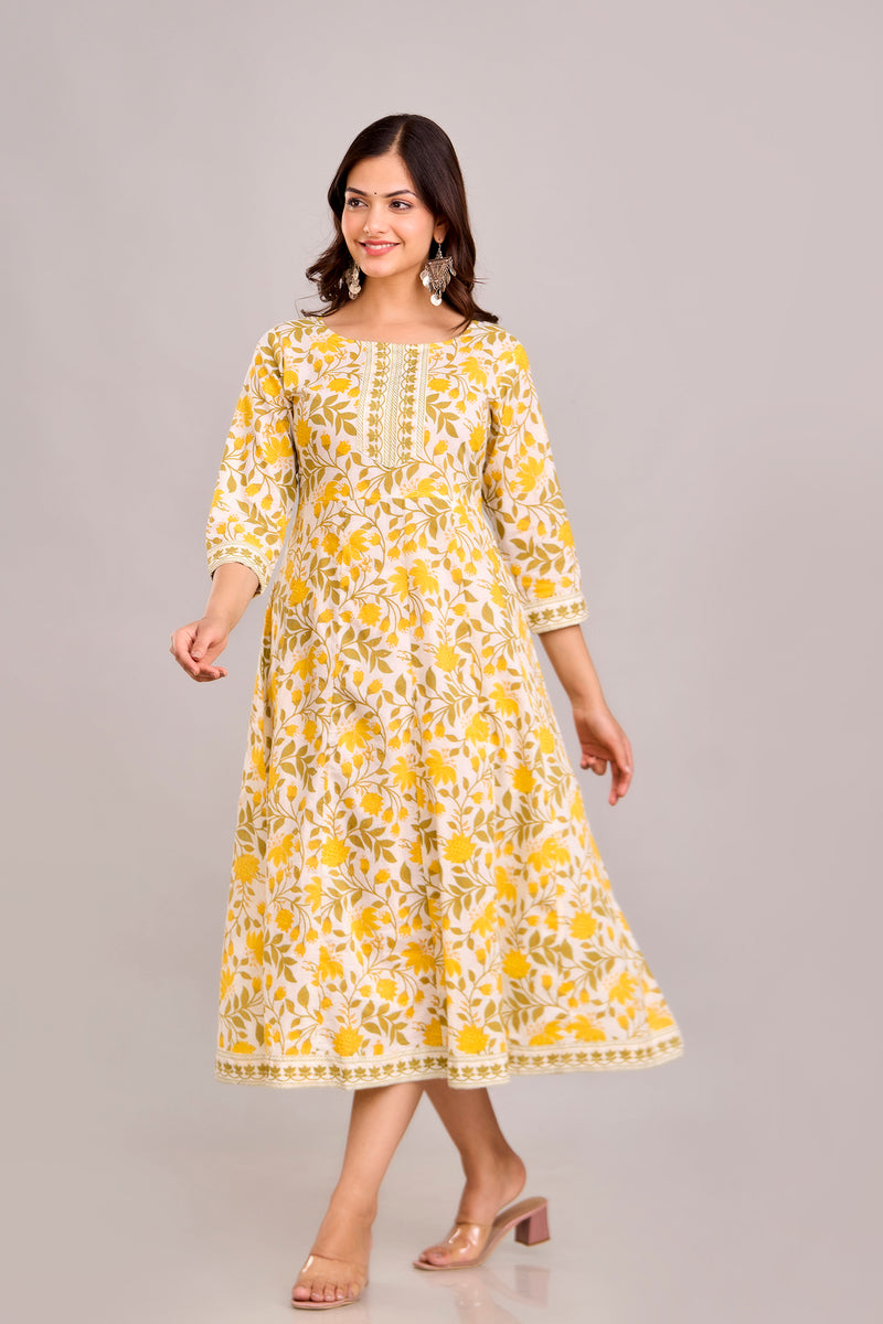 Floral Printed Anarkali Kurta