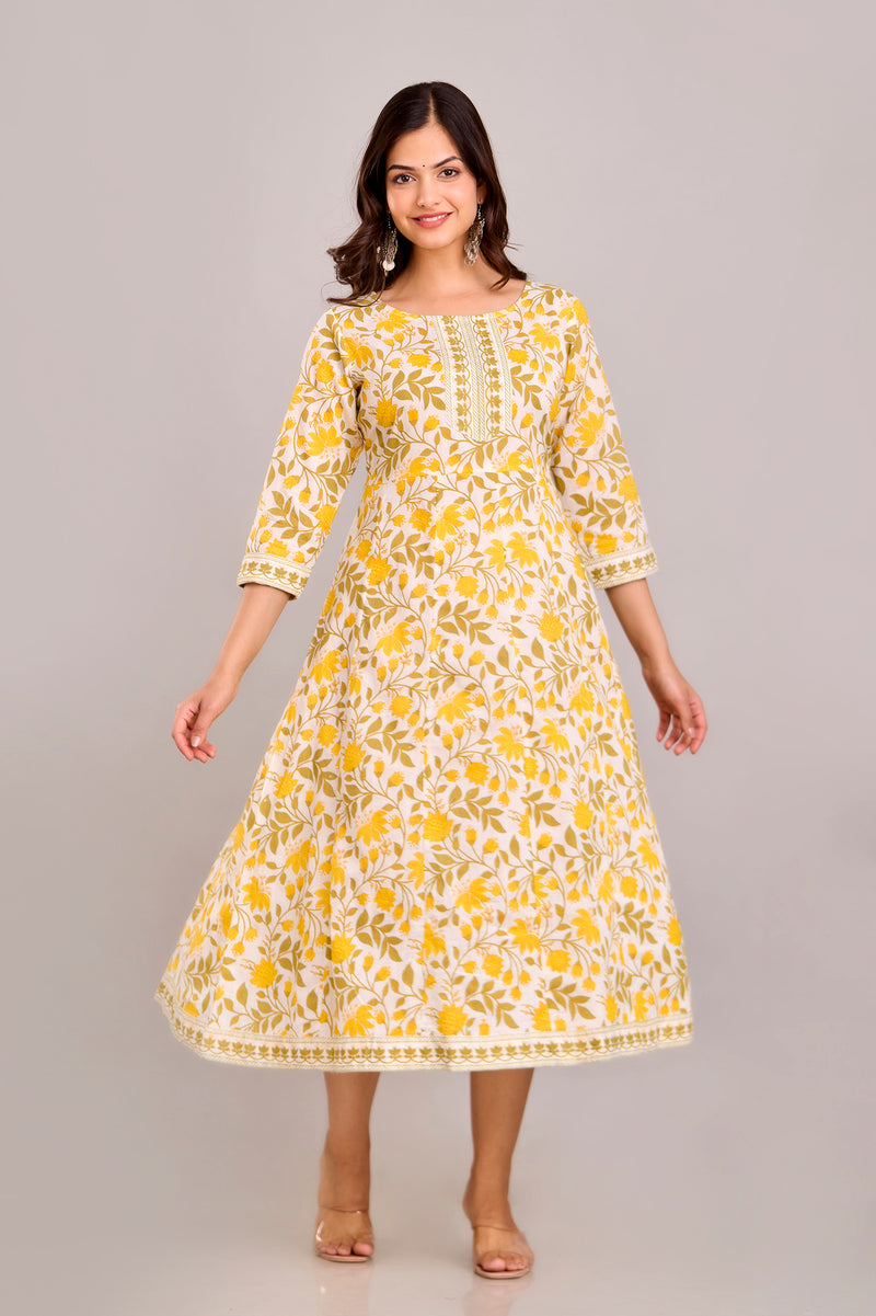 Floral Printed Anarkali Kurta