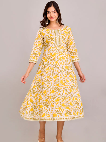 Floral Printed Anarkali Kurta