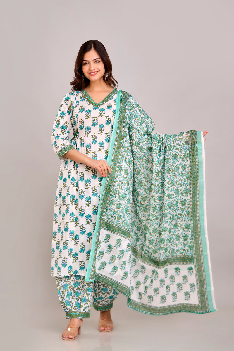 Women Rayon Kurta Pant Dupatta Set