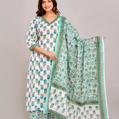 Women Rayon Kurta Pant Dupatta Set