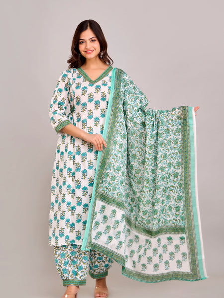 Women Rayon Kurta Pant Dupatta Set