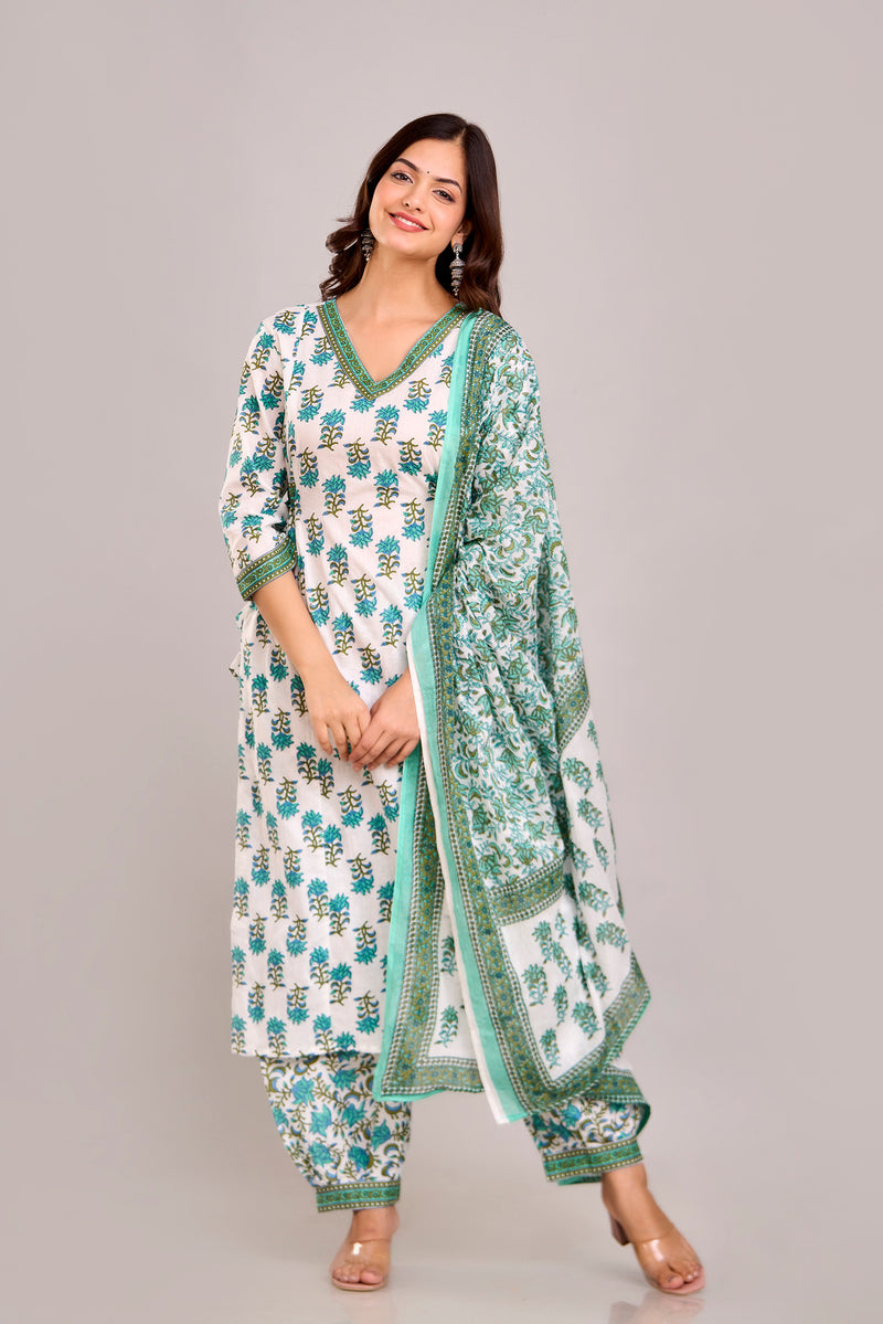 Women Rayon Kurta Pant Dupatta Set