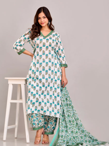 Women Rayon Kurta Pant Dupatta Set