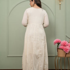 Embroidered Pure Cotton Straight Kurta with Trousers & Dupatta Set