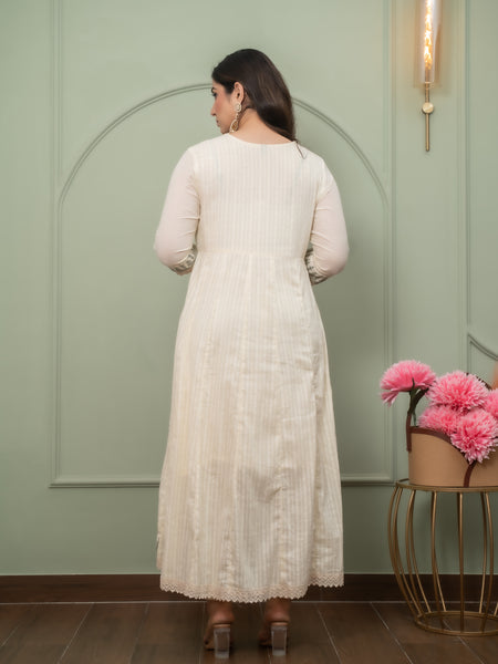 Embroidered Pure Cotton Straight Kurta with Trousers & Dupatta Set