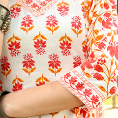 Printed Regular Mirror Work Pure Cotton Straight Kurta with Trousers & Dupatta