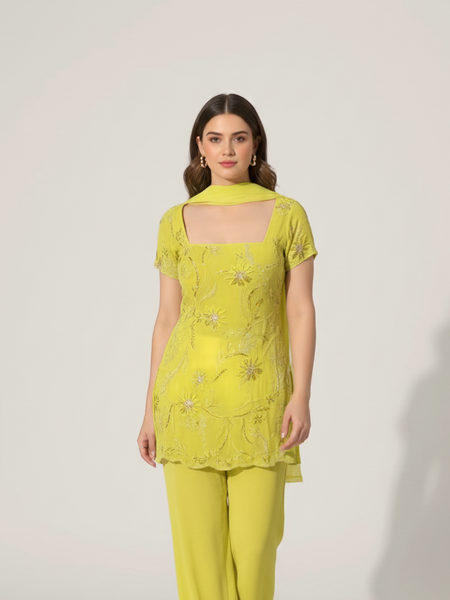Fresh Lime Ethnic Suit Set