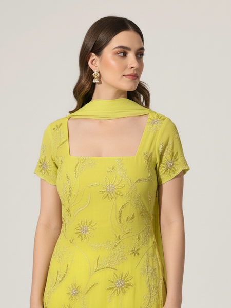 Fresh Lime Ethnic Suit Set