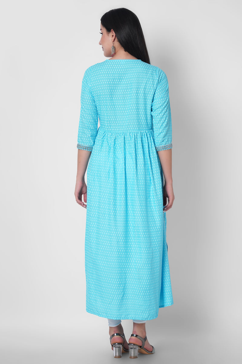 Women Printed Viscose Rayon Flared Kurta
