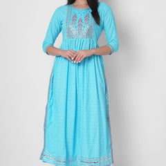 Women Printed Viscose Rayon Flared Kurta