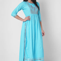 Women Printed Viscose Rayon Flared Kurta