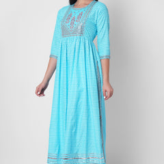 Women Printed Viscose Rayon Flared Kurta