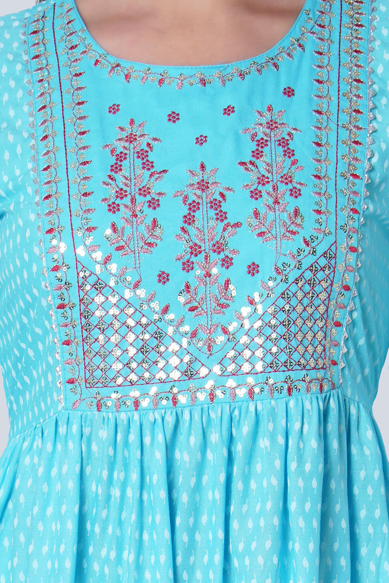 Women Printed Viscose Rayon Flared Kurta