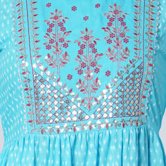 Women Printed Viscose Rayon Flared Kurta