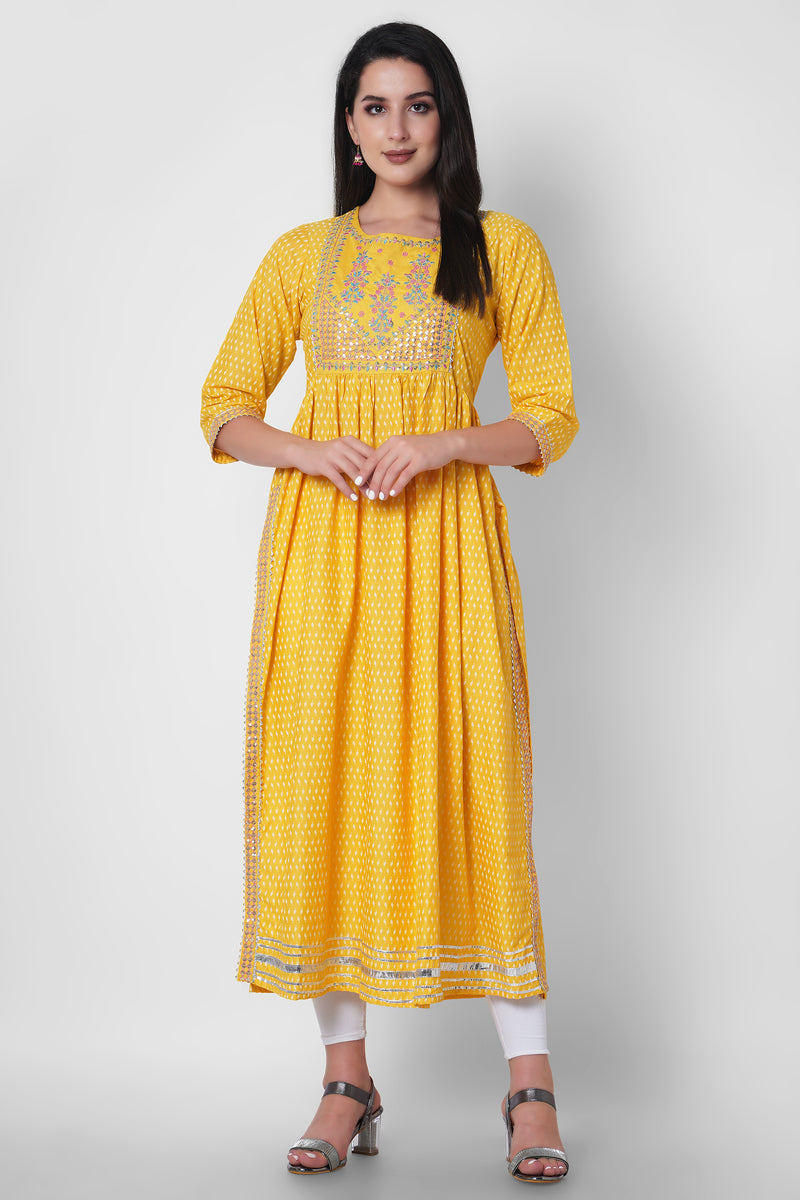 Women Printed Viscose Rayon Flared Kurta