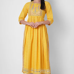 Women Printed Viscose Rayon Flared Kurta
